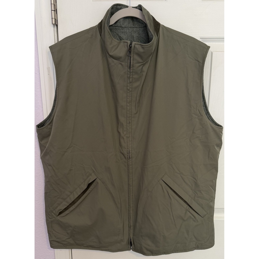 Loro Piana Storm System Vest Mens XXL Green Reversible Silk Cashmere Quilted EUC